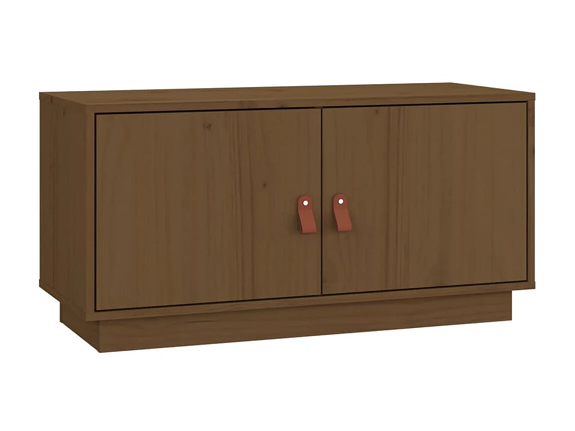 Meuble TV Marron miel 80x34x40 cm Bois de pin massif BE65678