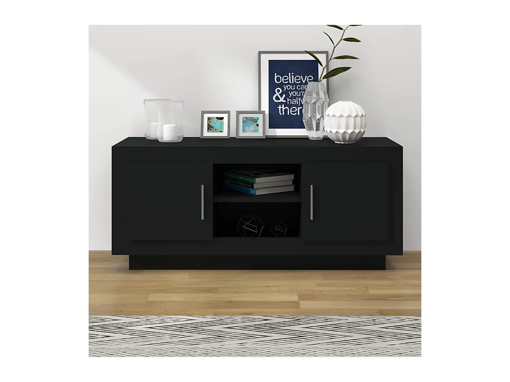 Meuble TV Noir 102x35x45 cm bois d'ingénierie BE50841