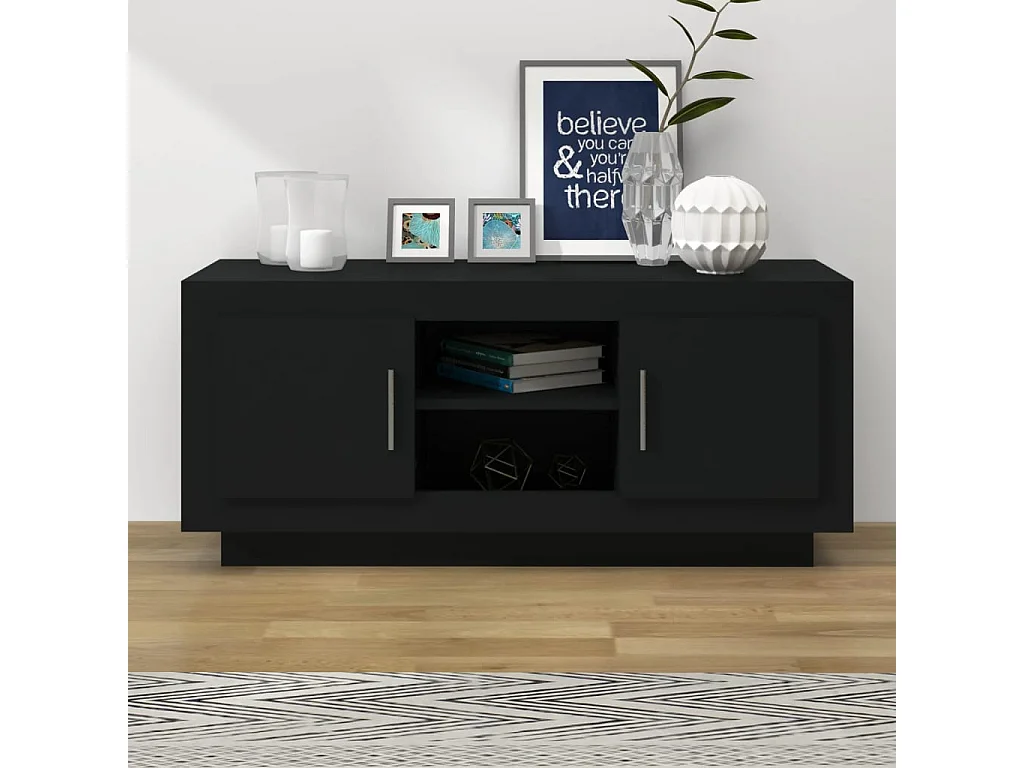 Meuble TV Noir 102x35x45 cm bois d'ingénierie BE50841