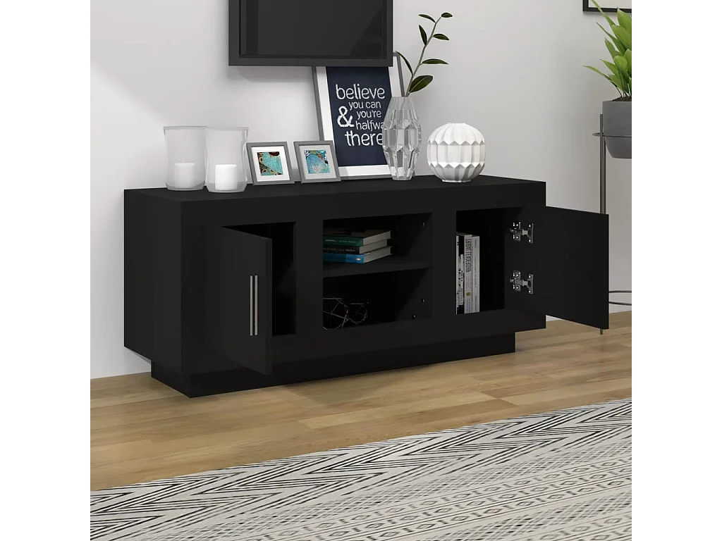 Meuble TV Noir 102x35x45 cm bois d'ingénierie BE50841