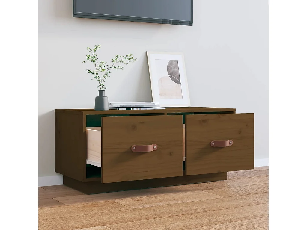 Mobile Porta TV | Armadietto TV ambra 80x34x35 cm in Legno Massello di Pino