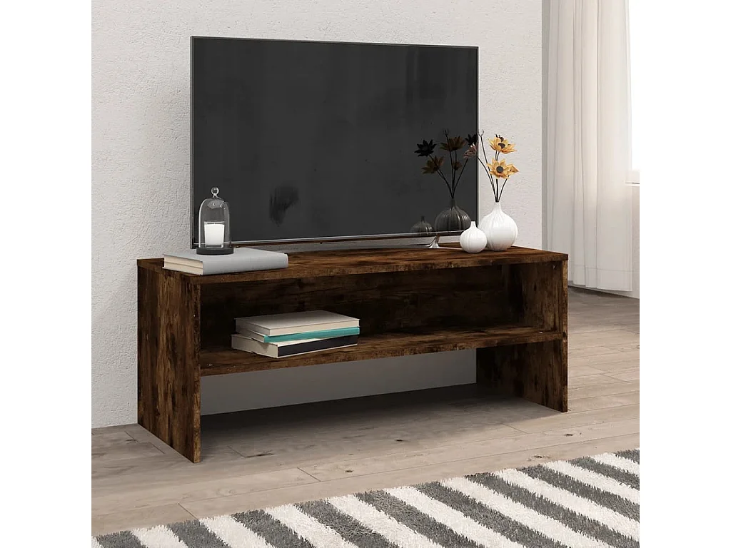 Meuble TV Chêne fumé 100x40x40 cm Bois d'ingénierie BE87381