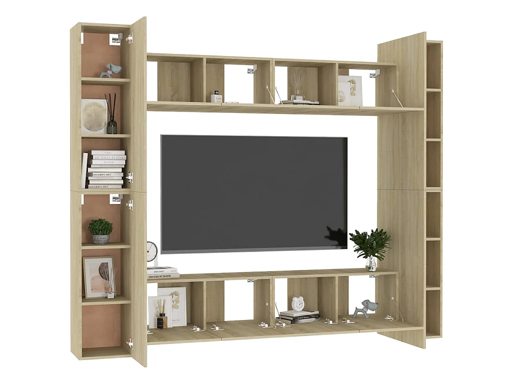 Ensemble de meubles TV 8 pcs Chêne sonoma Bois d'ingénierie BE90823