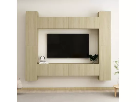 Kauf Unique 8-tlg. TV-Schrank-Set,TV-Möbel Sonoma-Eiche Holzwerkstoff -gkd877870