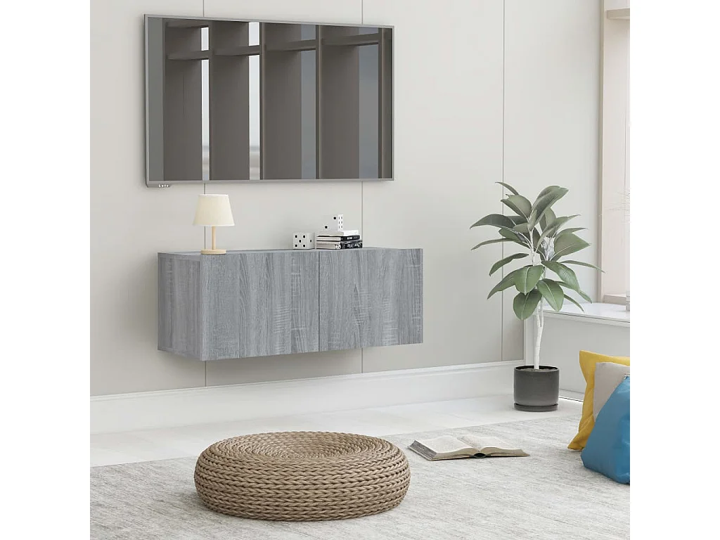 Meuble TV Sonoma gris 80x30x30 cm Bois d'ingénierie BE56327