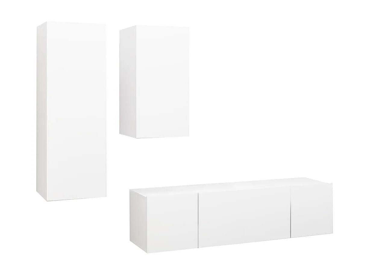 Meubles TV 4 pcs Blanc Aggloméré BE48509