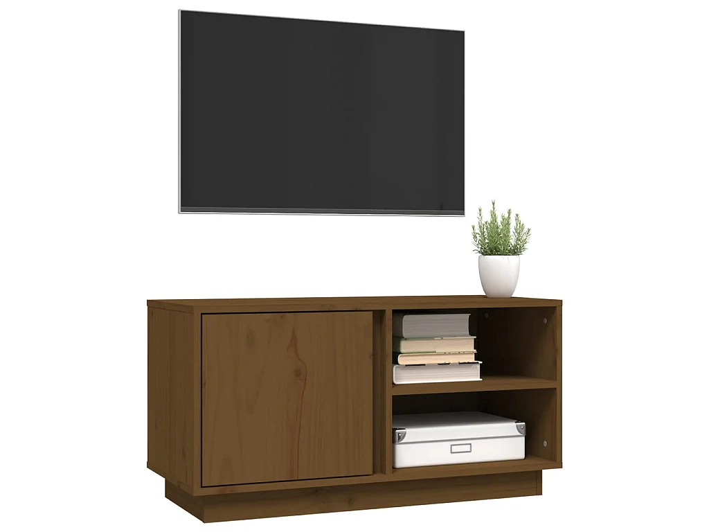 Meuble TV Marron miel 80x35x40,5 cm Bois de pin massif BE82611
