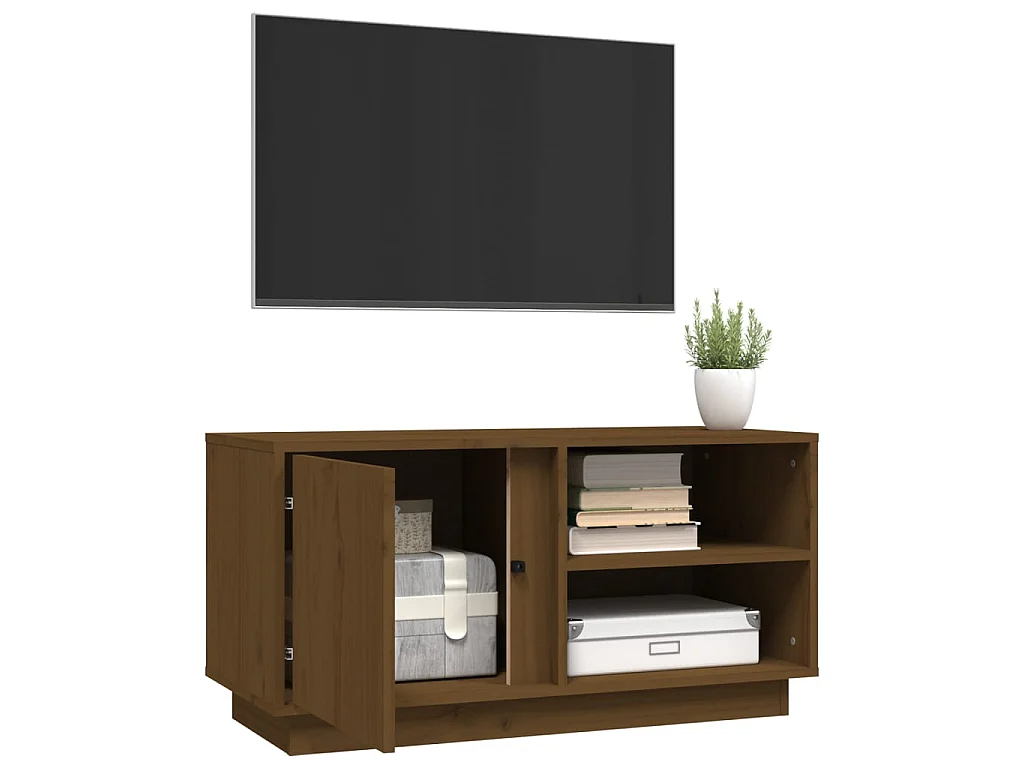 Meuble TV Marron miel 80x35x40,5 cm Bois de pin massif BE82611