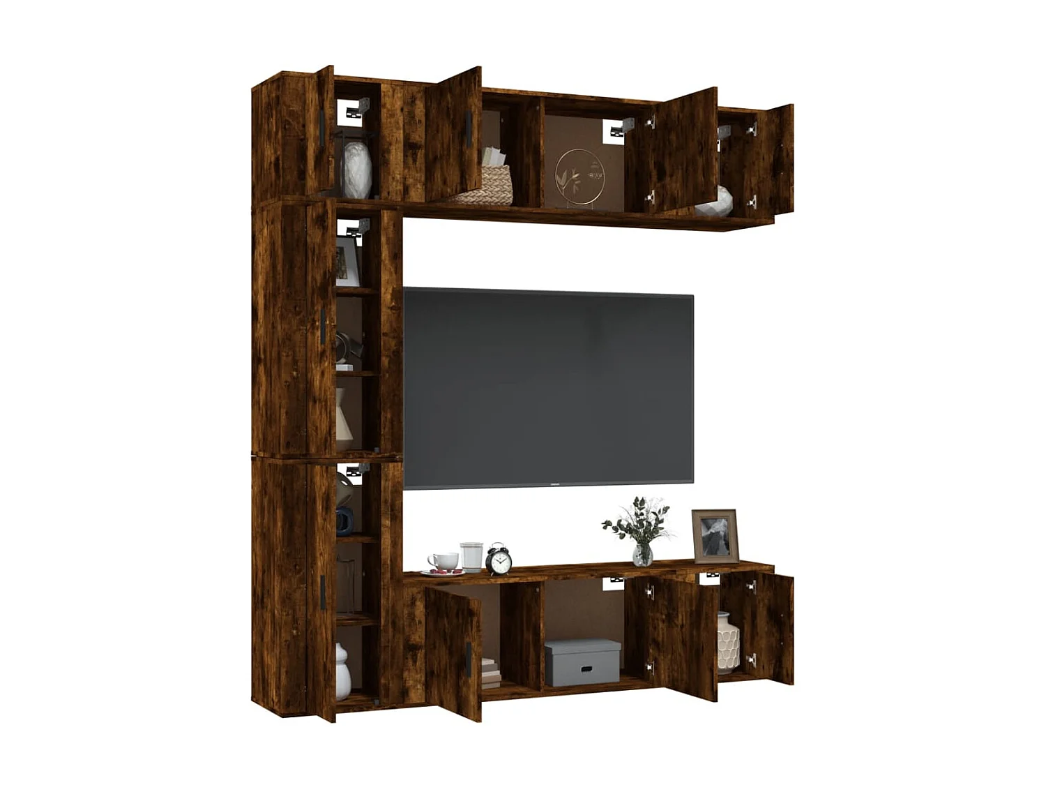 Set di Mobili Porta TV | Armadietti TV 7 pz Rovere Fumo in Legno Multistrato