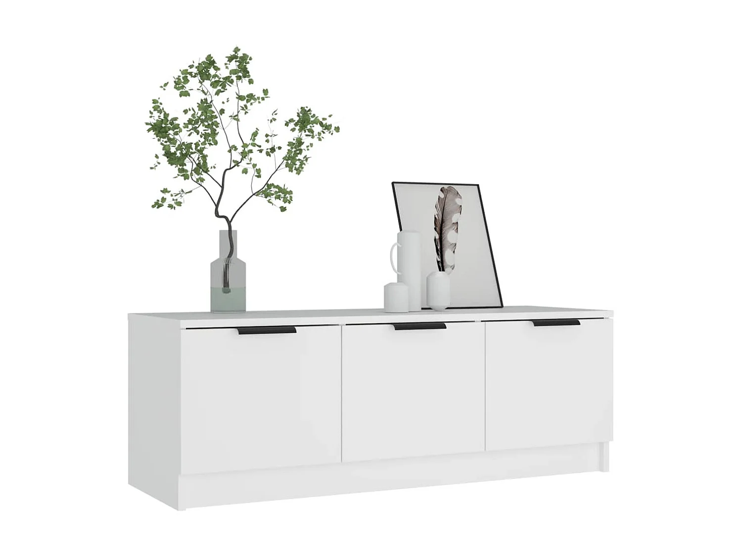 Meuble TV Blanc 102x35x36,5 cm Bois d'ingénierie BE72784