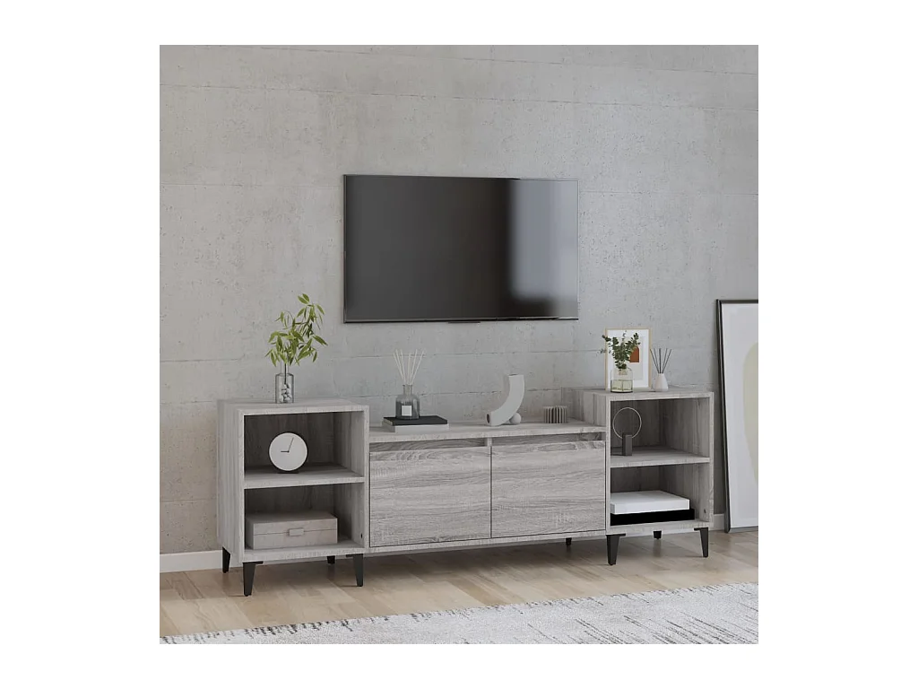 Tv-meubel 160x35x55 cm bewerkt hout grijs sonoma eikenkleurig NL240106