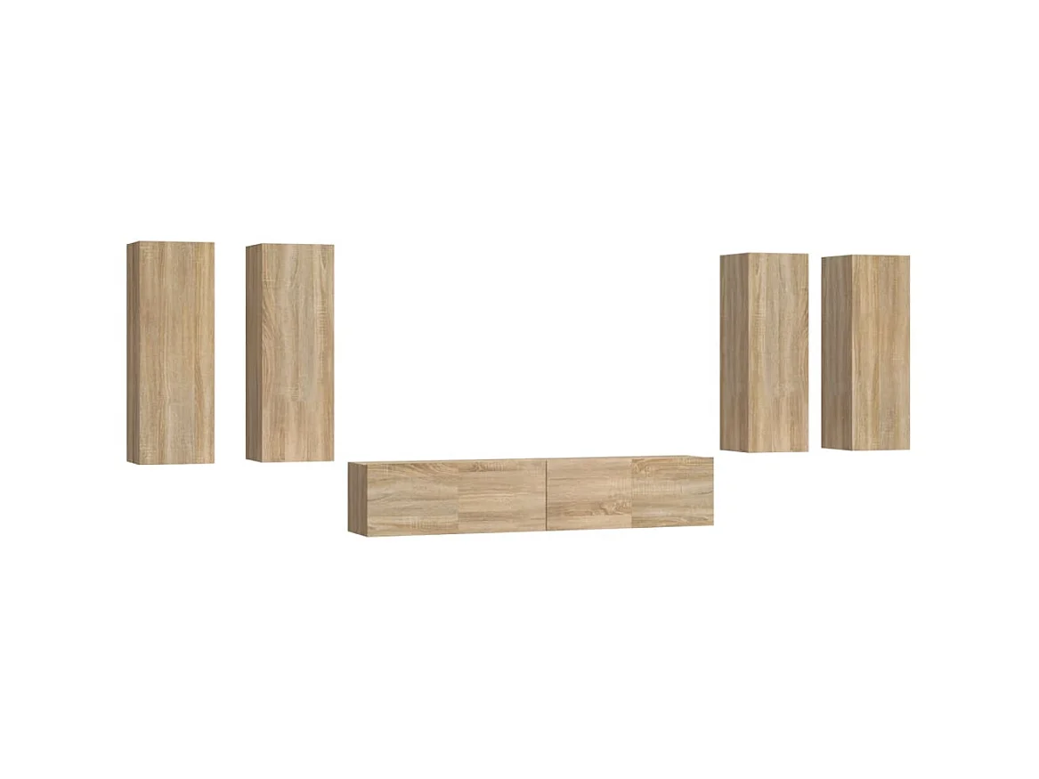 6-delige Tv-meubelset bewerkt hout sonoma eikenkleurig NL29016