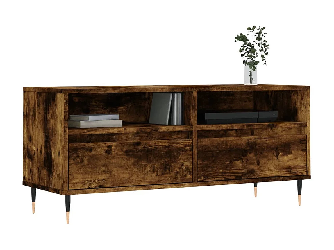 Meuble TV chêne fumé 100x34,5x44,5 cm bois d'ingénierie BE65447