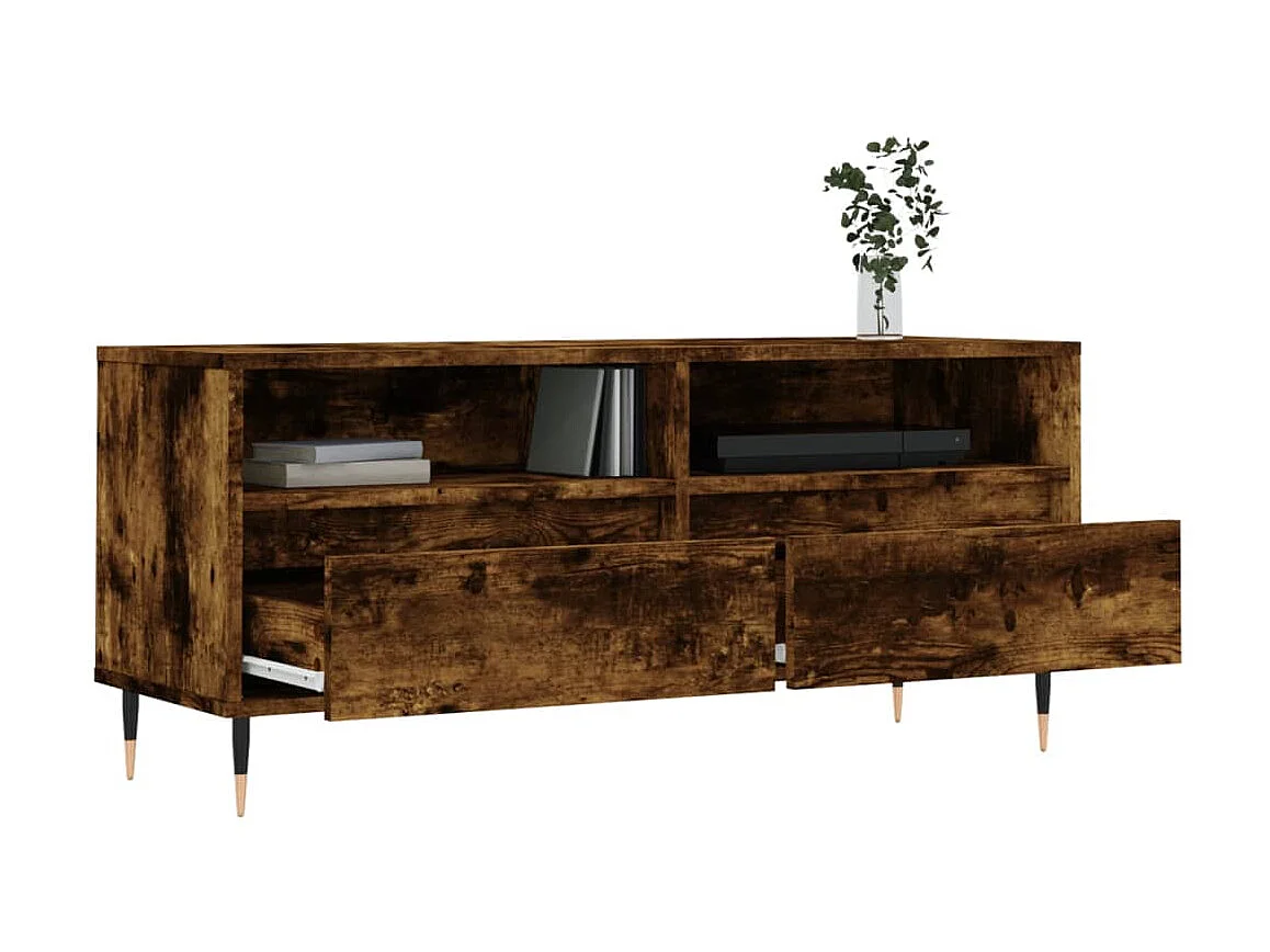 Tv-meubel 100x34,5x44,5 cm bewerkt hout gerookt eikenkleurig NL28186