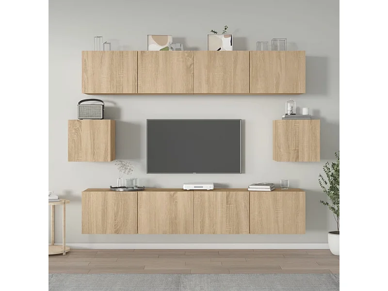 Set de muebles para TV 6 pzas madera contrachapada roble sonoma ES59422