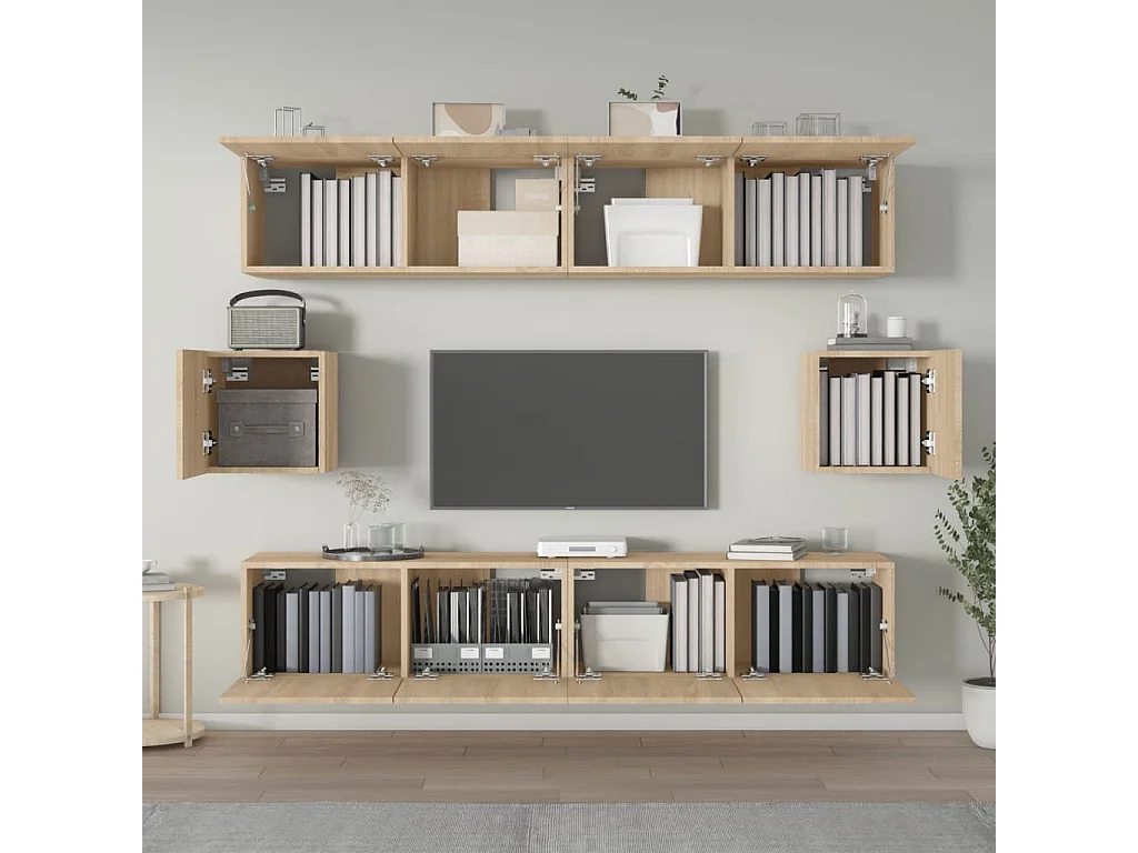 Set de muebles para TV 6 pzas madera contrachapada roble sonoma ES59422