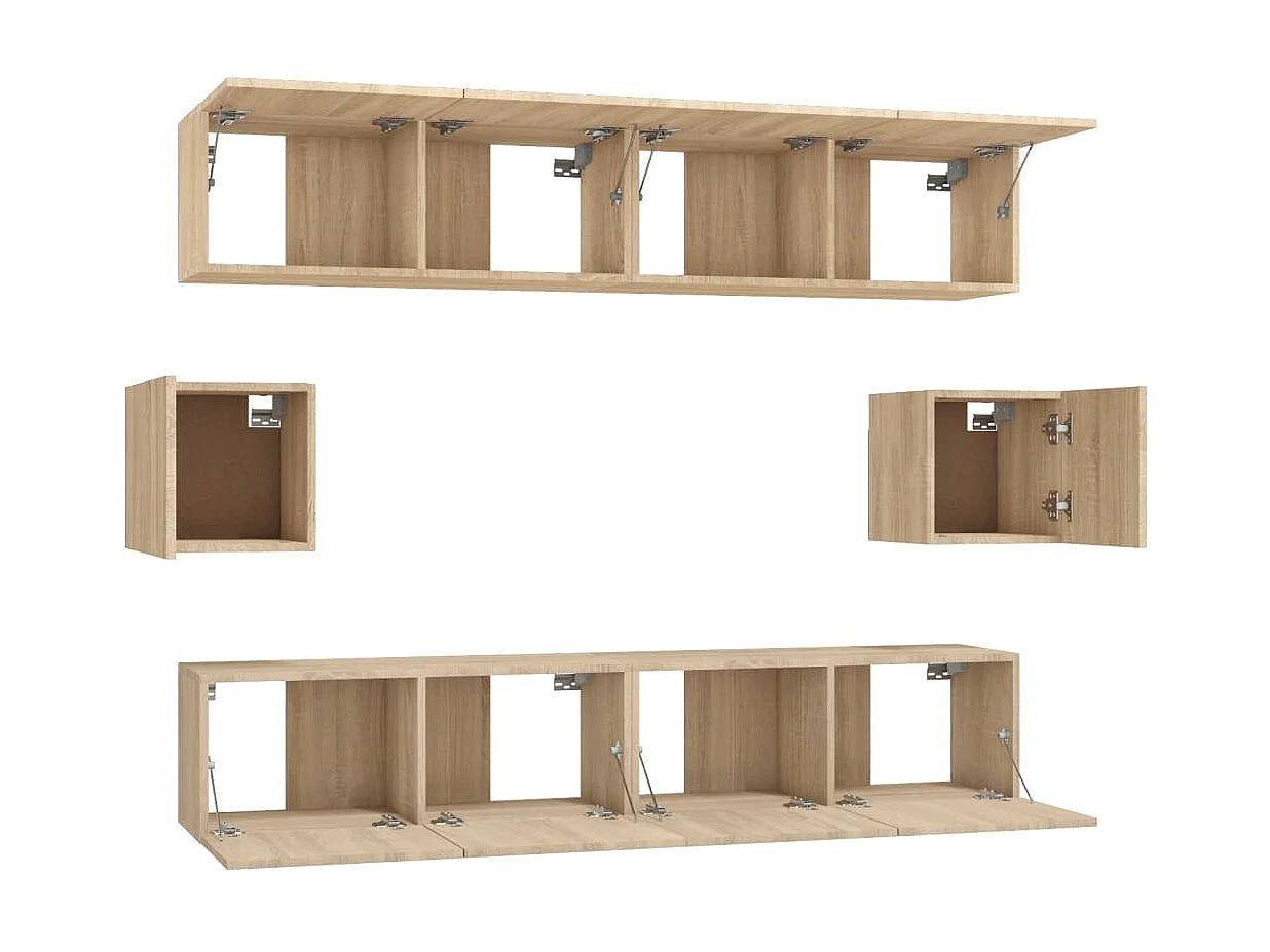 Set de muebles para TV 6 pzas madera contrachapada roble sonoma ES59422