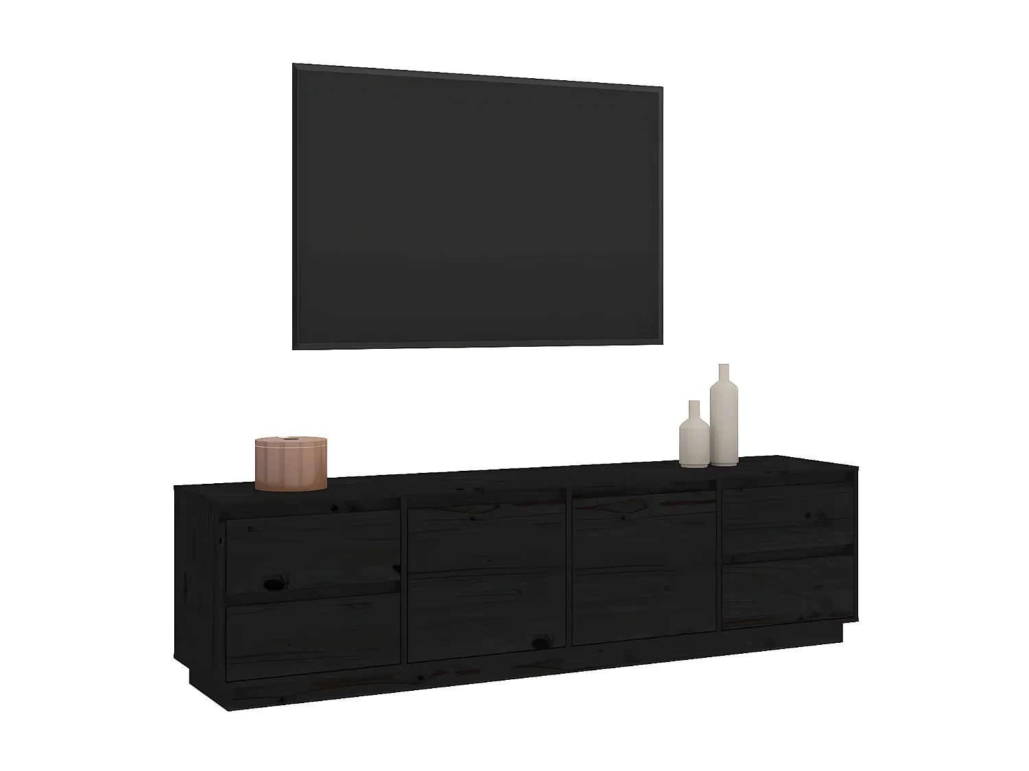 Tv-meubel 176x37x47,5 cm massief grenenhout zwart NL386434