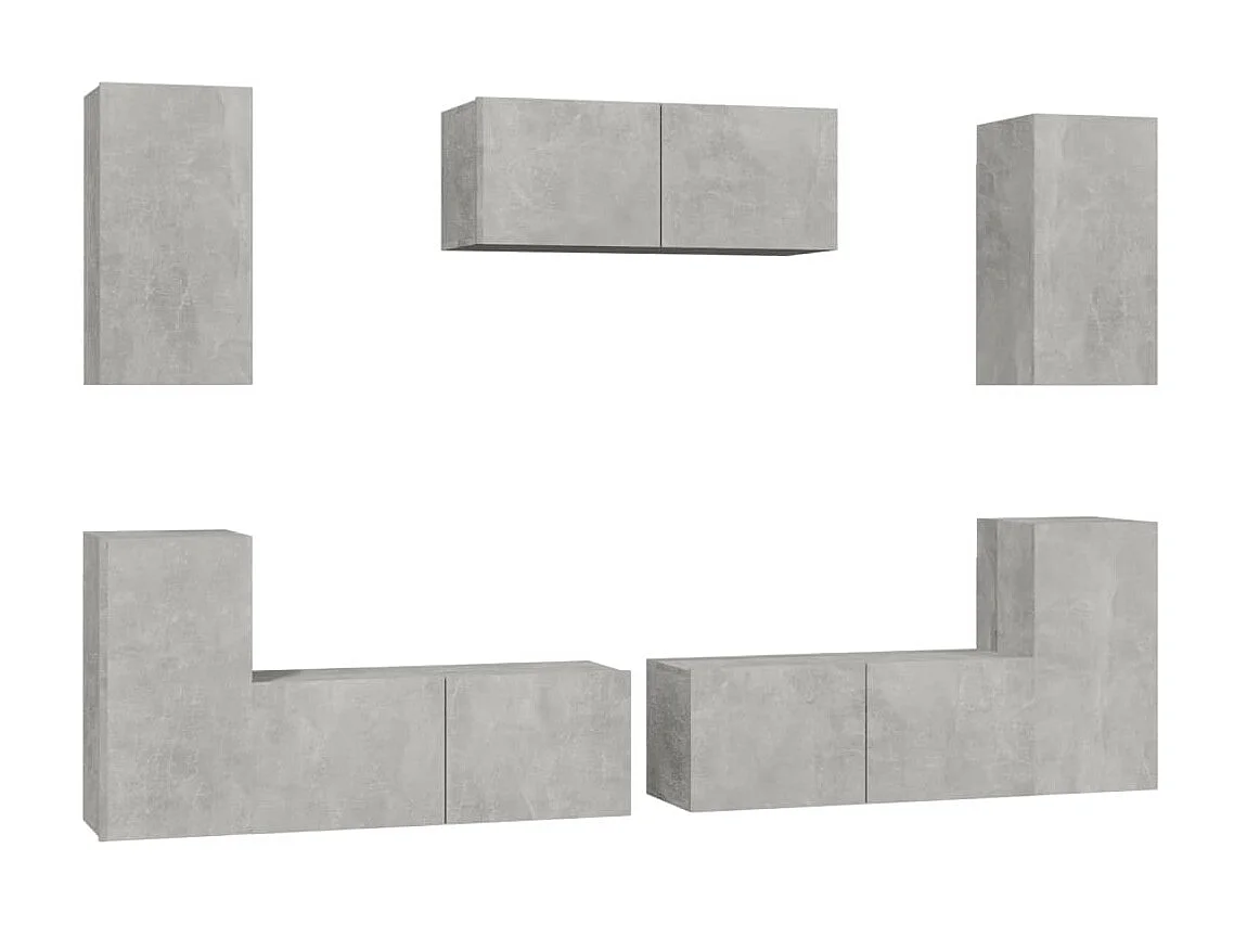 Set de muebles de TV 7 pzas madera contrachapada gris hormigón ES51656