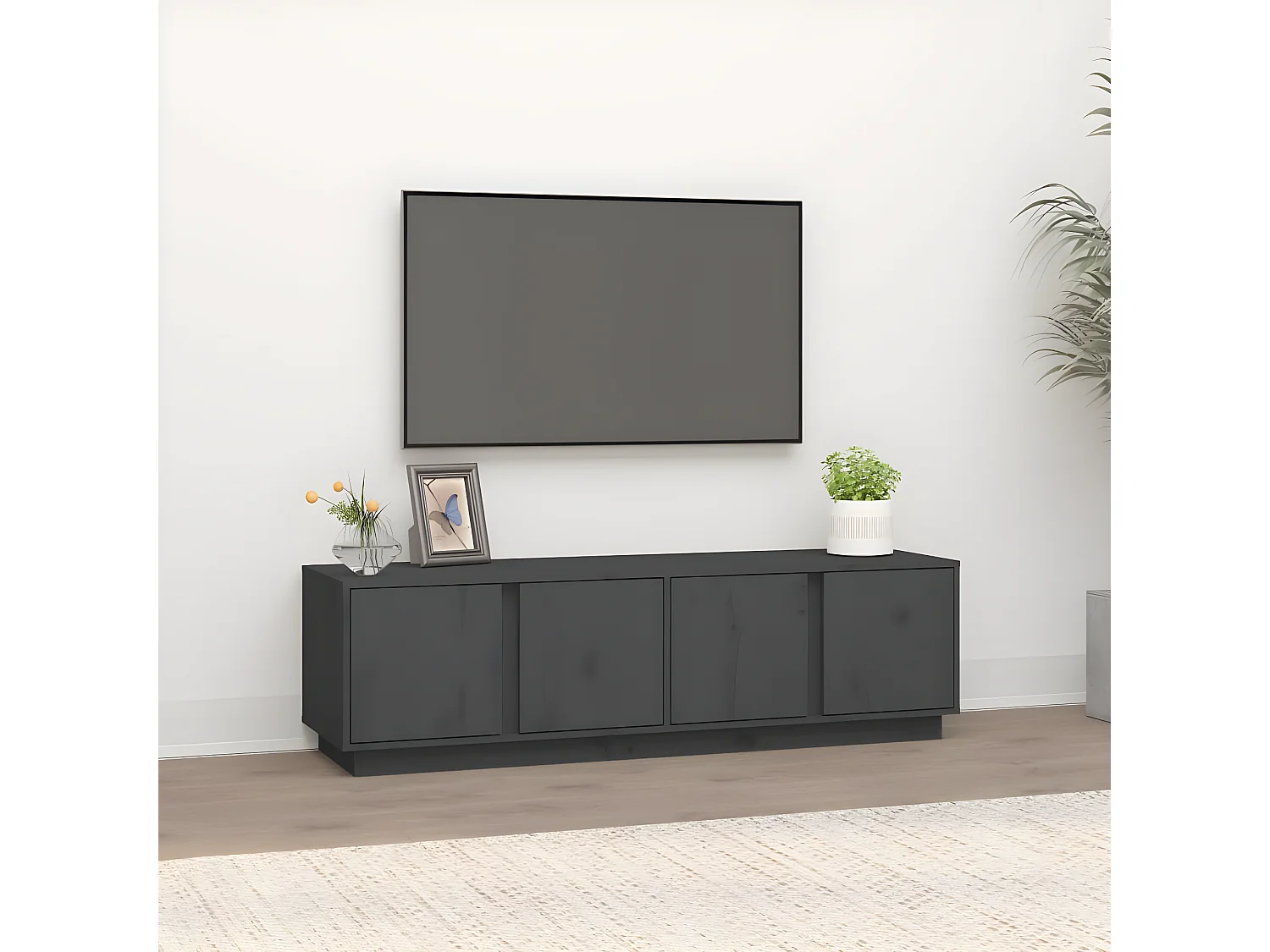TV-Schrank,TV-Möbel Grau 140x40x40 cm Massivholz Kiefer -gkd668251