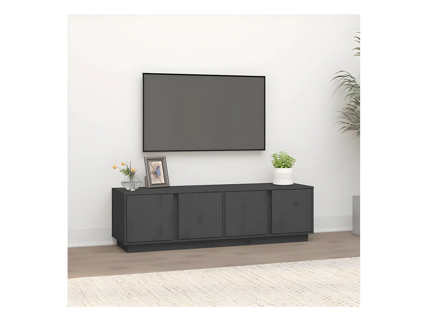 Meuble TV Gris 140x40x40 cm Bois de pin massif BE48370