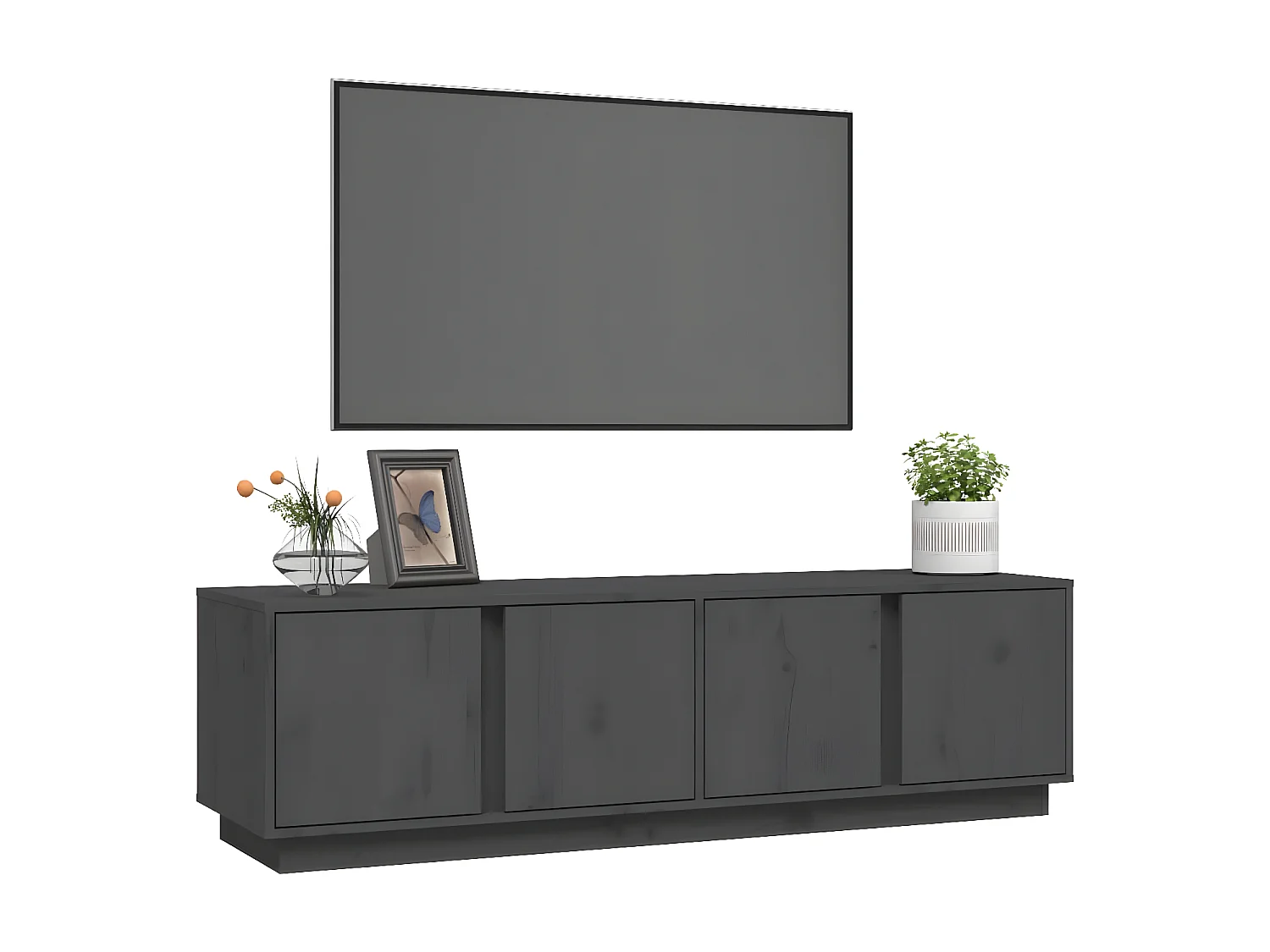 Meuble TV Gris 140x40x40 cm Bois de pin massif BE48370