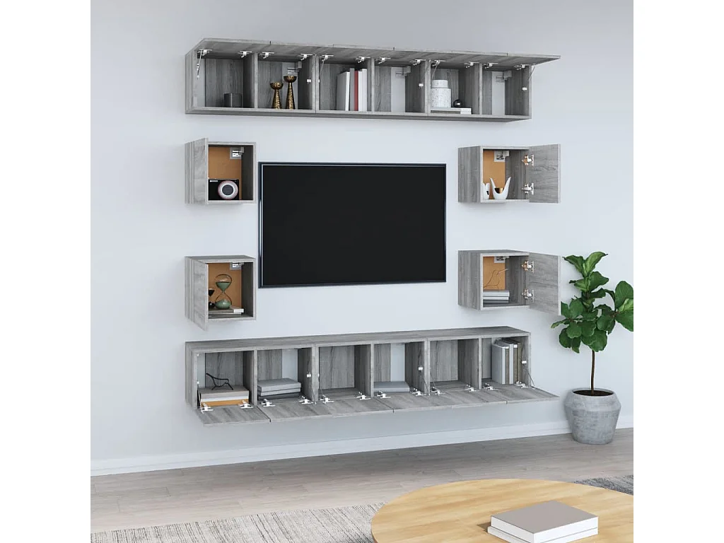 Ensemble de Meubles TV 10 pcs Sonoma gris Bois d'ingénierie GR79080