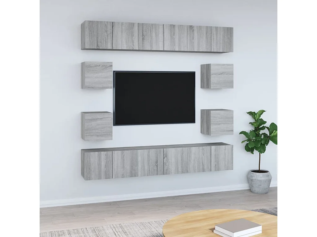 Set Mobili Porta TV | Armadietti TV 10 pz Grigio Sonoma in Legno Multistrato