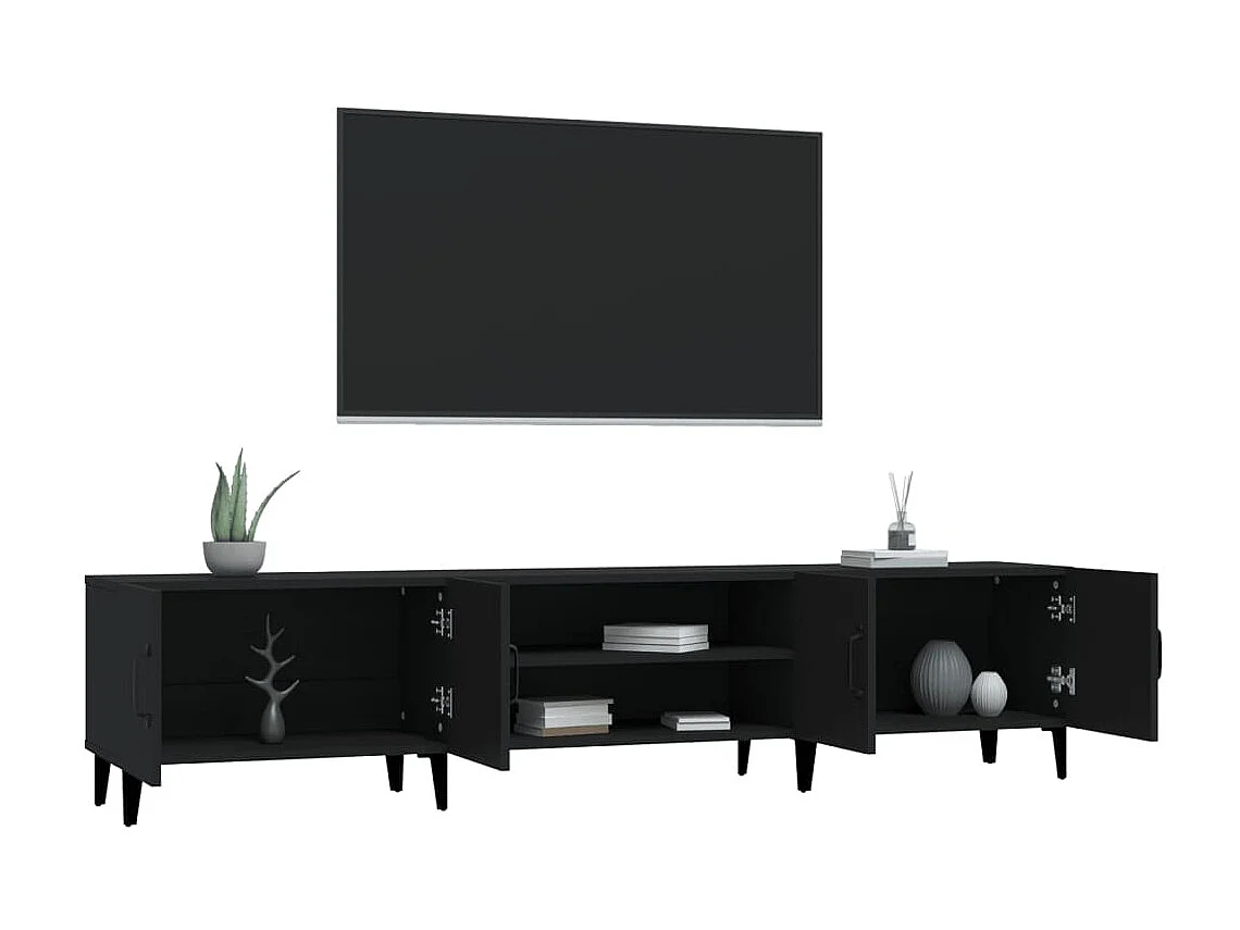 Mueble de TV madera contrachapada negro 180x31,5x40 cm ES305292