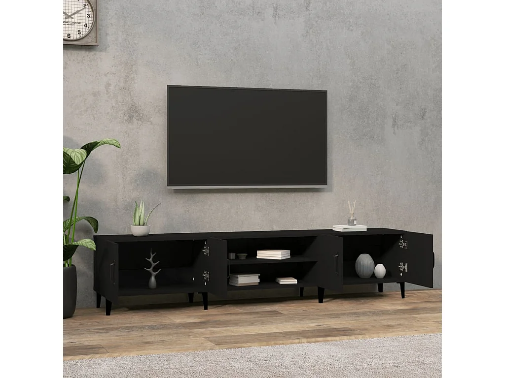 Meuble TV noir 180x31,5x40 cm bois d'ingénierie GR61587