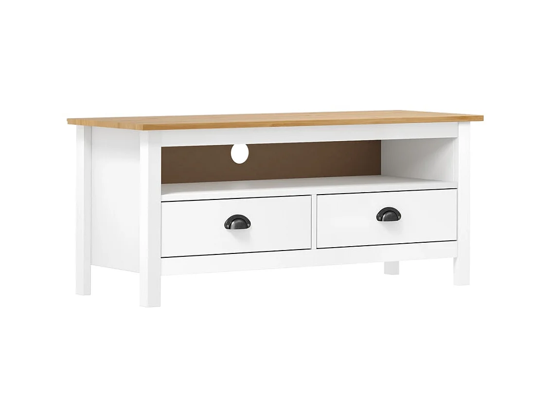 Tv-meubel Hill 110x40x47 cm massief grenenhout wit NL135866