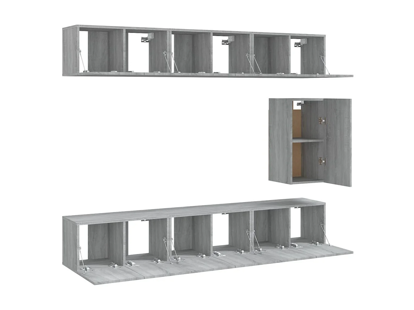 7-delige Tv-meubelset | Tv-Bank | TV-kast bewerkt hout grijs sonoma eikenkleurig