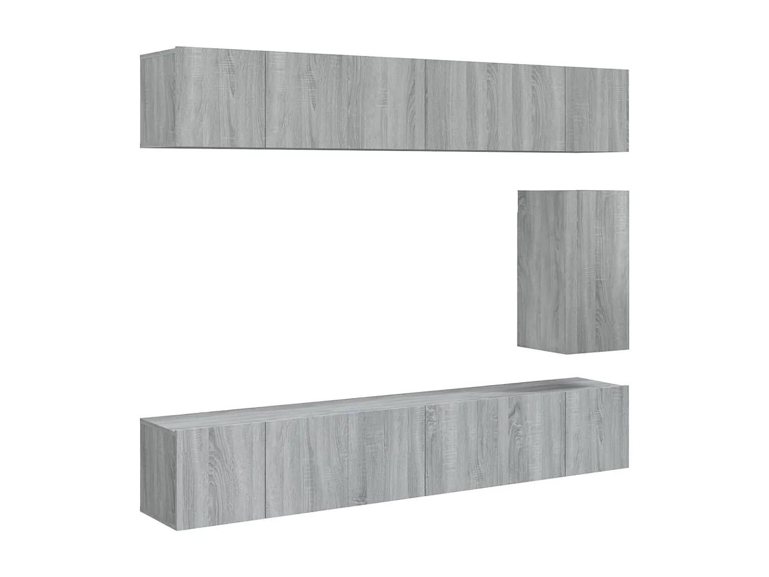 7-delige Tv-meubelset | Tv-Bank | TV-kast bewerkt hout grijs sonoma eikenkleurig