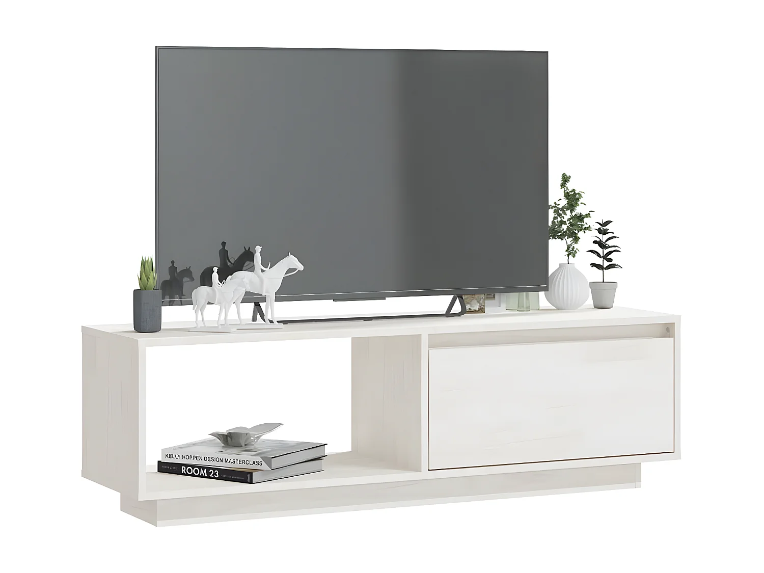 TV-Schrank,TV-Möbel Weiß 110x30x33,5 cm Massivholz Kiefer -gkd277489