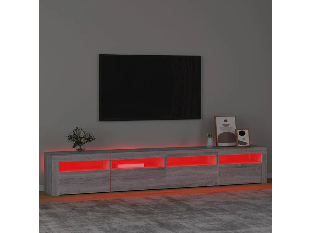 Meuble TV avec lumières LED Sonoma BEis 240x35x40 cm BE82623