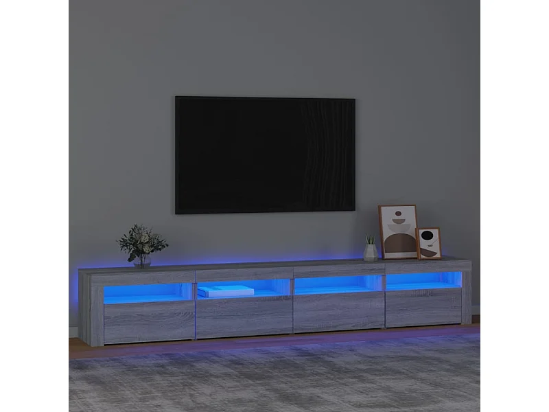 Meuble TV avec lumières LED Sonoma BEis 240x35x40 cm BE82623