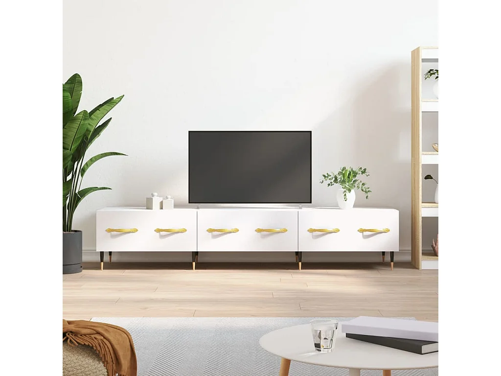 Meuble TV blanc 150x36x30 cm bois d'ingénierie BE14504