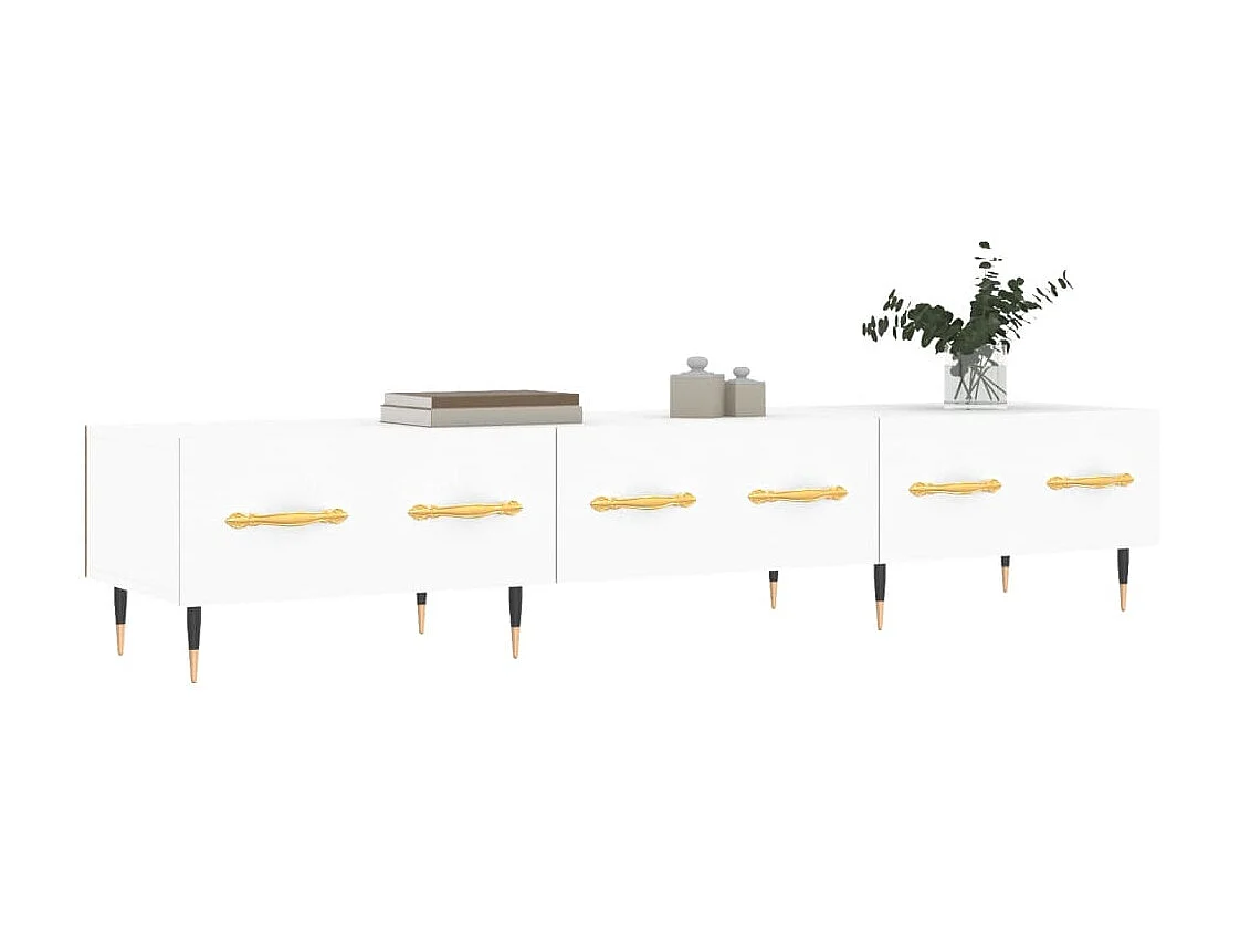 Meuble TV blanc 150x36x30 cm bois d'ingénierie BE14504