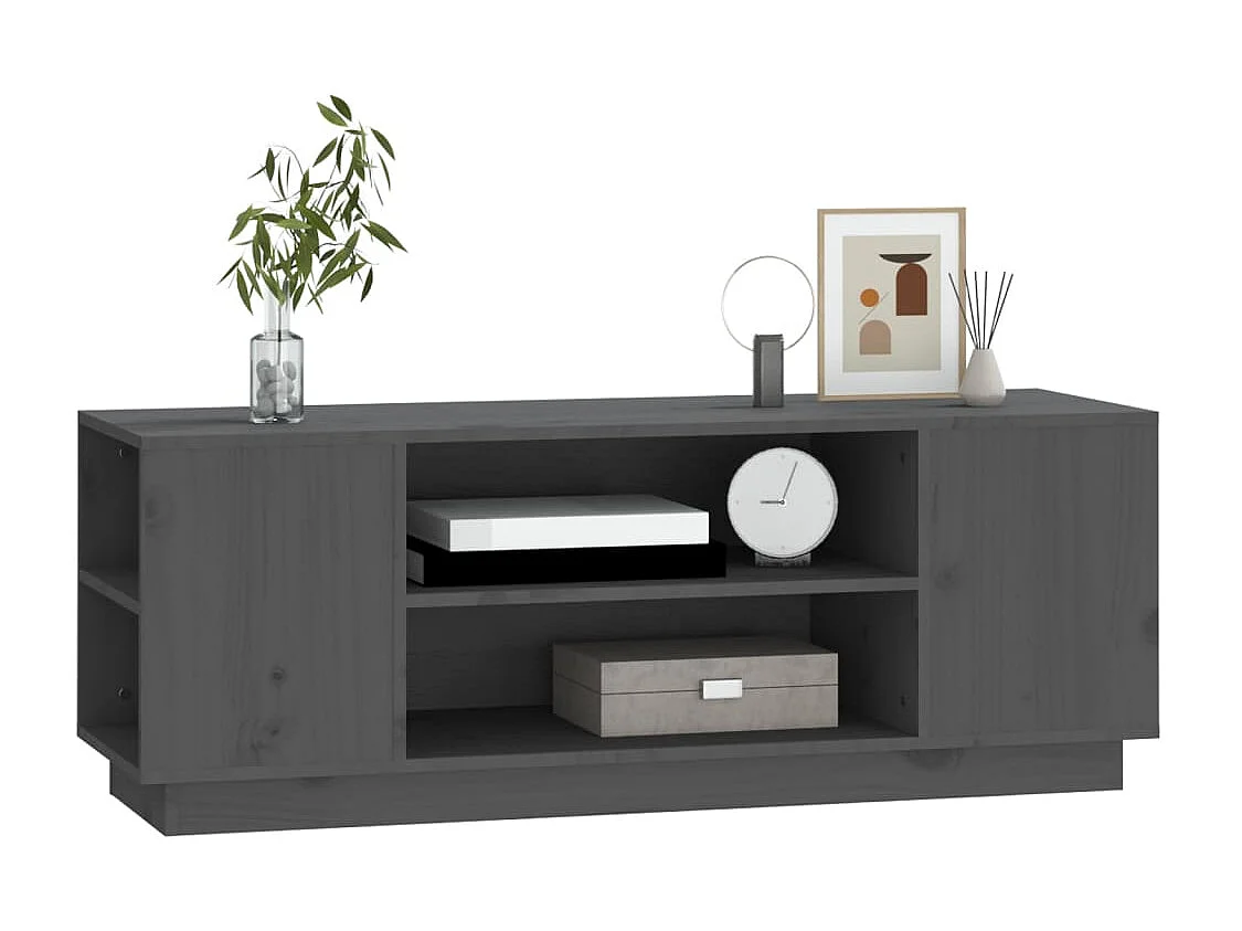 Meuble TV Gris 110x35x40,5 cm Bois de pin massif BE23957