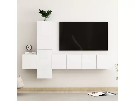 Kauf Unique 5-tlg. TV-Schrank-Set,TV-Möbel Hochglanz-Weiß Holzwerkstoff -gkd478568