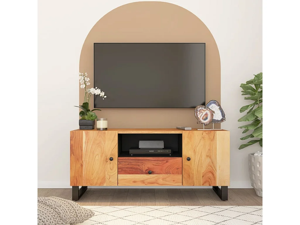TV-Schrank,TV-Möbel 105x33,5x46 cm Massivholz Akazie & Holzwerkstoff -gkd514766