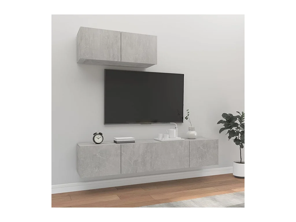 3-delige Tv-meubelset bewerkt hout betongrijs NL596758