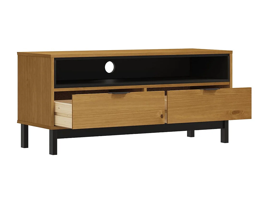 Meuble TV Moderne FLAM 110x40x50 cm bois massif de pin BE2778