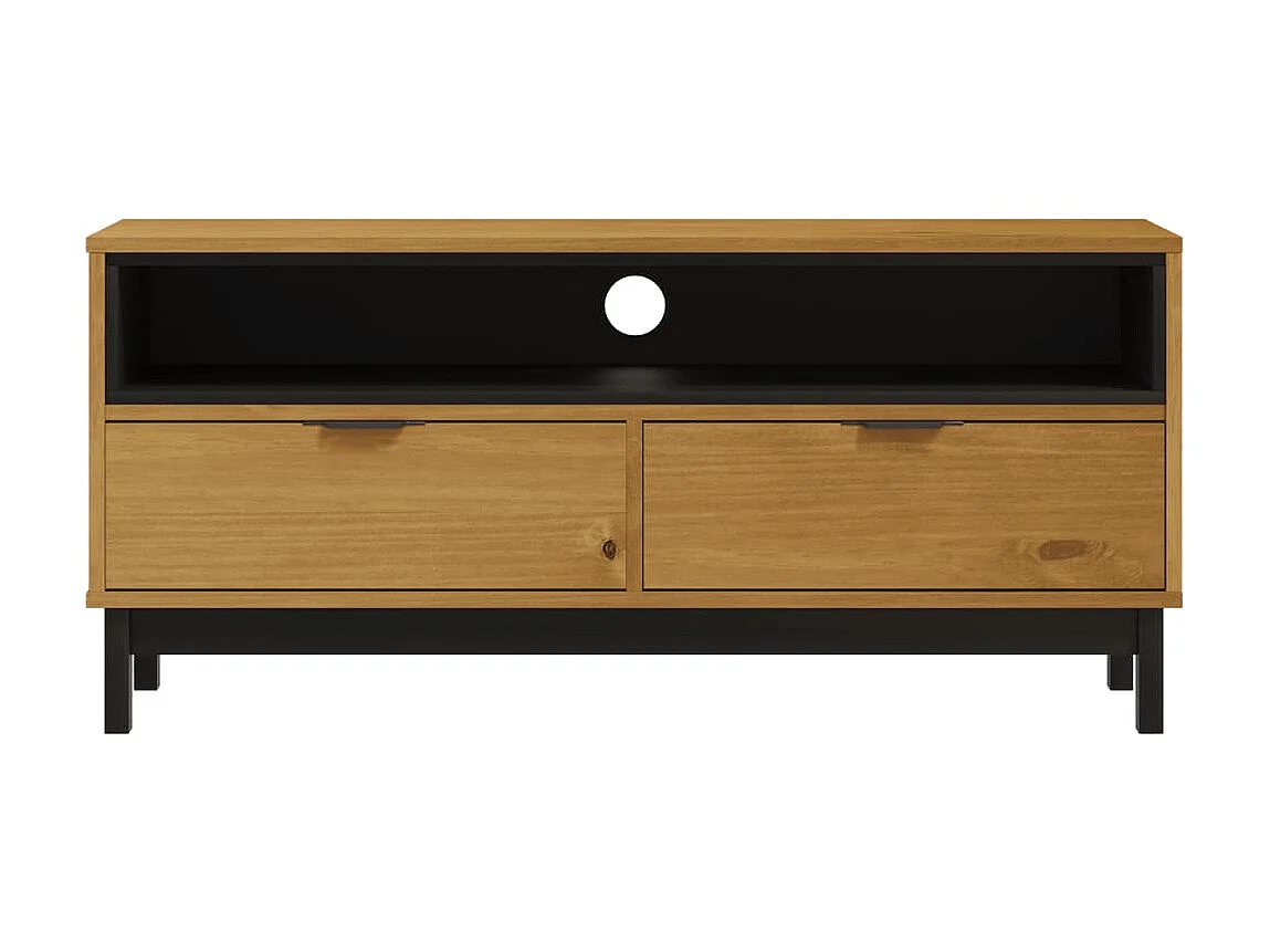 Meuble TV Moderne FLAM 110x40x50 cm bois massif de pin BE2778