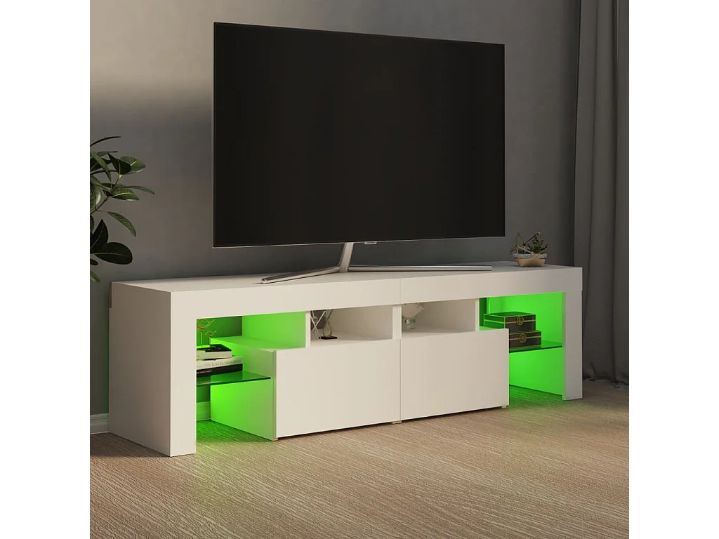 Móvel de TV com luzes LED 140x36,5x40 cm branco PT517512