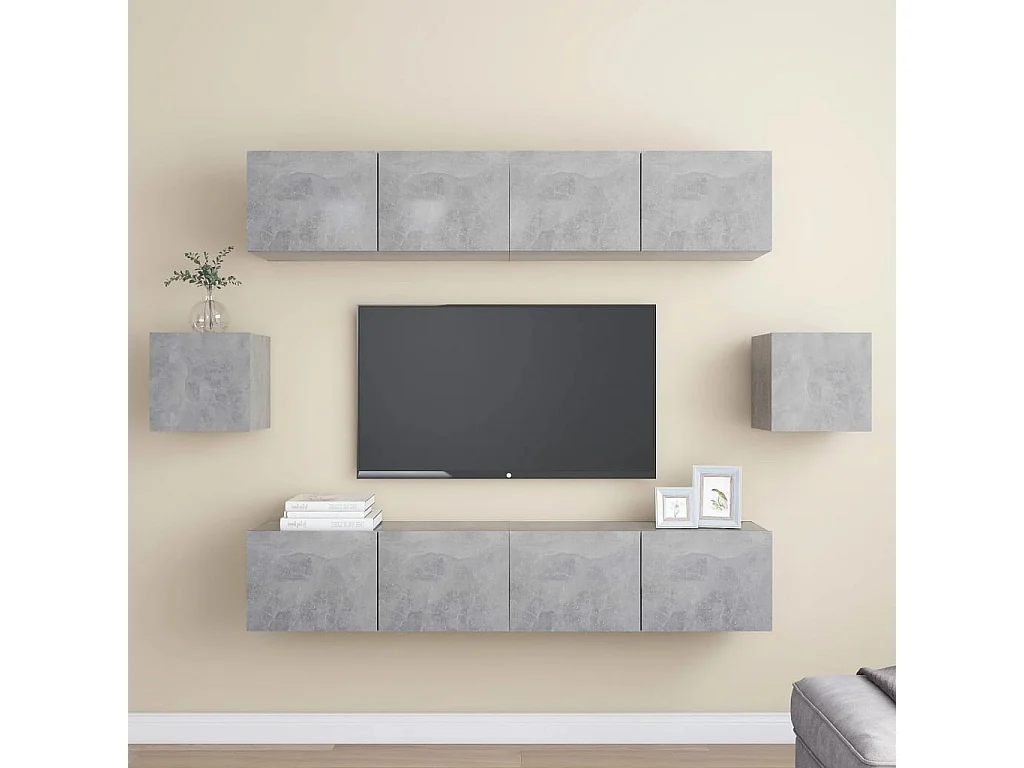 Meubles TV 6 pcs BEis béton Aggloméré BE41074