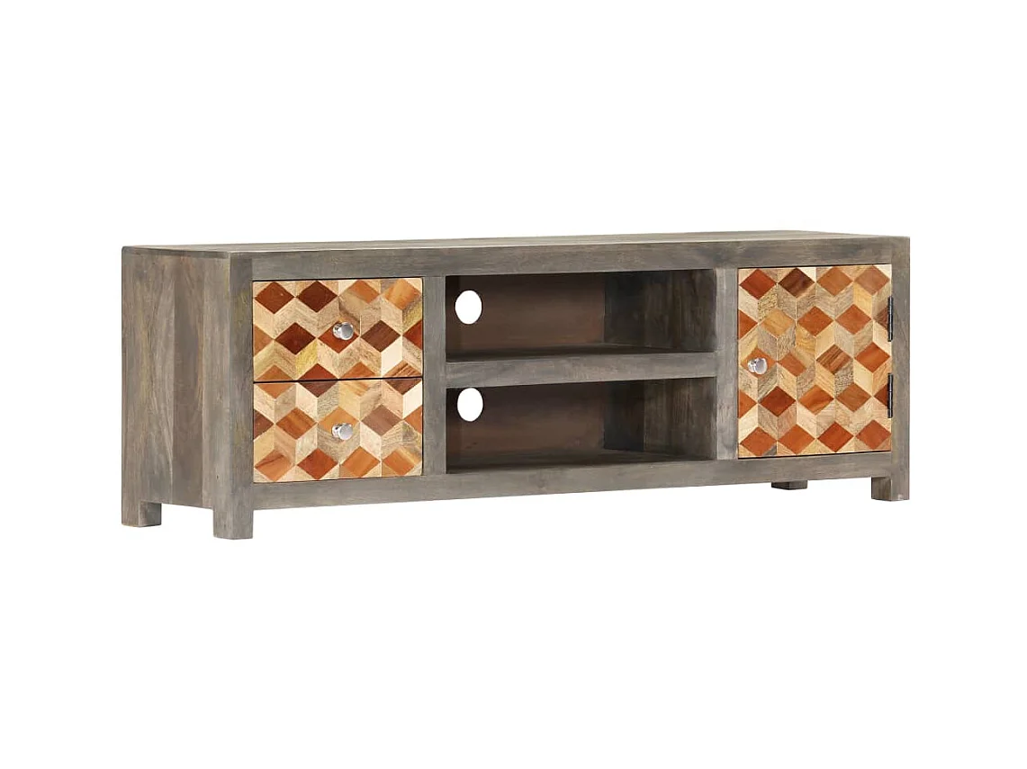 Tv-meubel 120x30x40 cm massief mangohout grijs NL660203