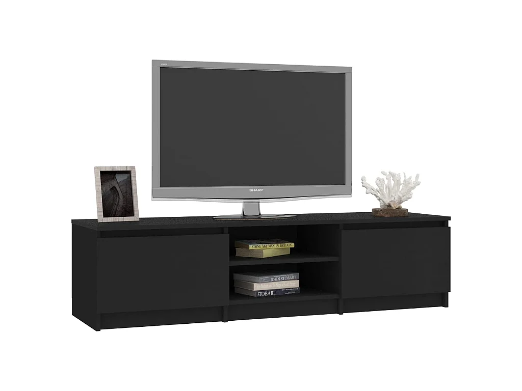 Meuble TV Noir 140x40x35,5 cm Aggloméré BE68805