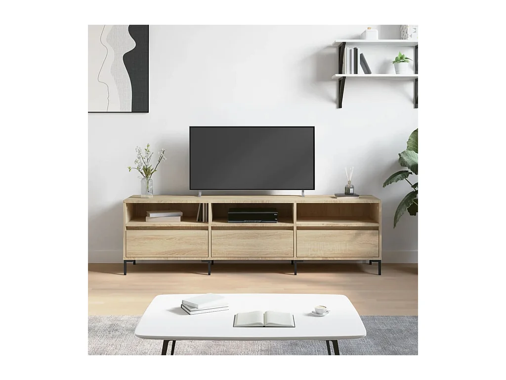 Tv-meubel | Tv-Bank | TV-kast150x30x44,5 cm bewerkt hout sonoma eikenkleurig
