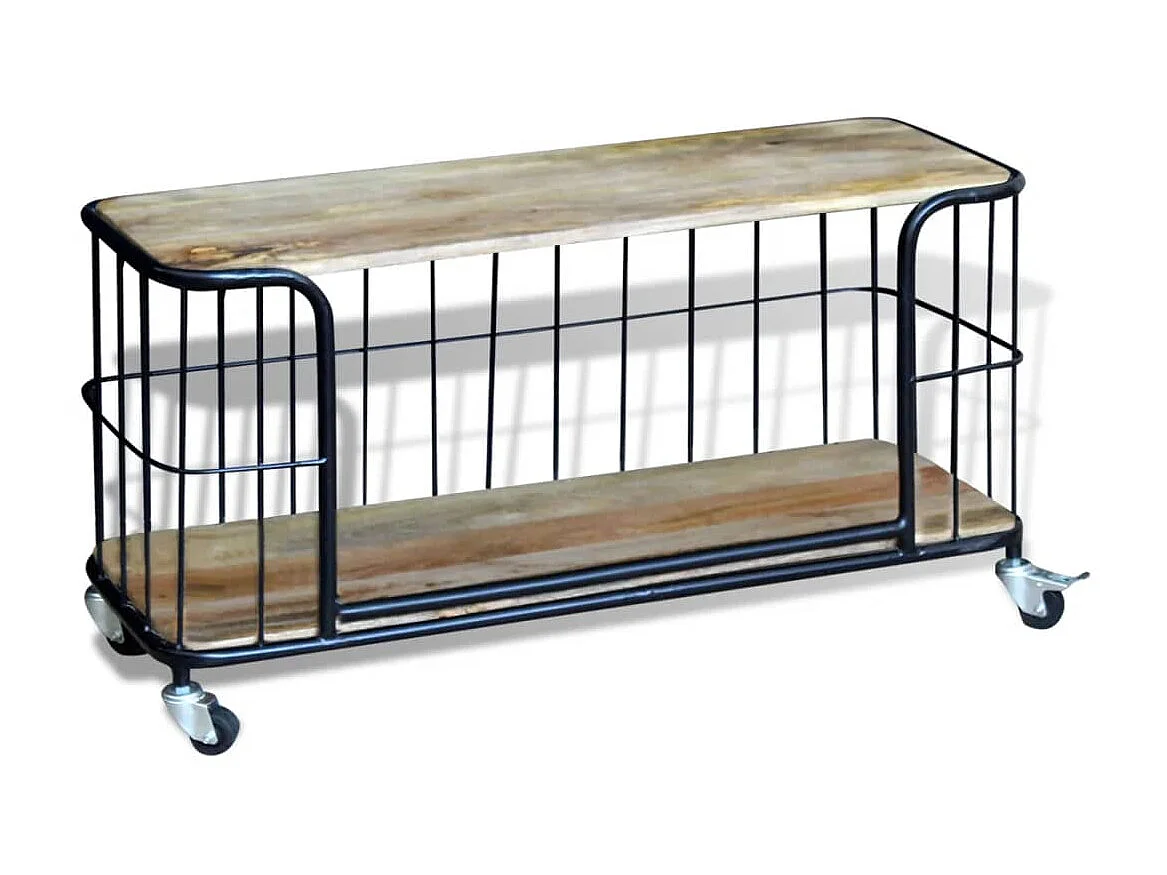 Mueble de TV de madera maciza de mango 100x40x45 cm ES39491